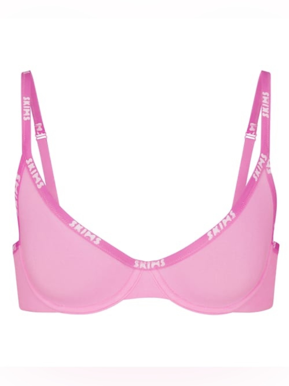 Skims Cotton Pink Underwire Scoop Bra with Branded Straps